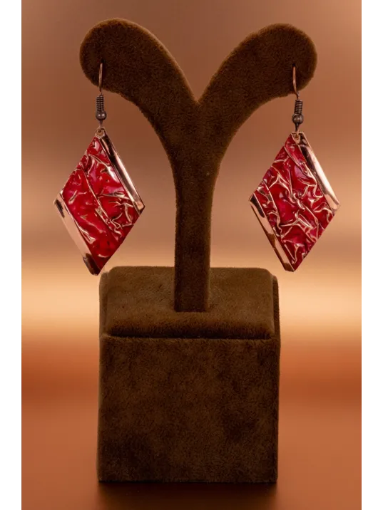 Kadın Bakır Set - Kırmızı Tutkunun Rengi Kalın Model Bakır Kadın Kolye Bileklik Yüzük Küpe Set