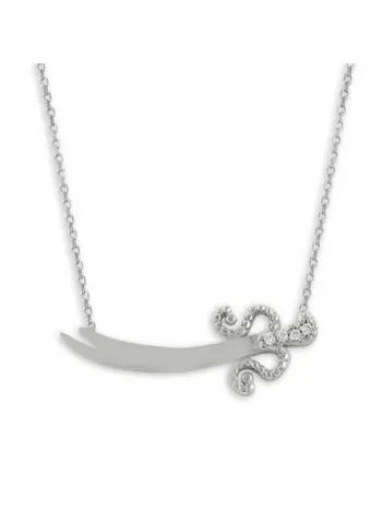 Sevgiliye Hediye Bayan Zirkon Taşlı Gümüş Zülfikar Kolye