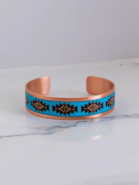 Kadın Bakır Bileklik - Charmaleon Model Özel Baskı Metal Kutu Ve Doğal Taşlar