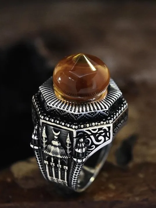 İslam Usta Tasarımı Bal Kubbe Model Gümüş Erkek Yüzük GYZISLMSTM5-GMS İslam Usta Tasarımı Bal Kubbe Model Gümüş Erkek Yüzük GYZISLMSTM5-GMS