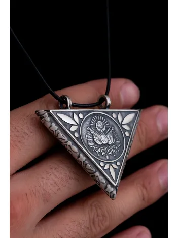 Osmanlı Devleti Armalı Erkek Gümüş Cevşen Muska Kolye Haznesi Orta Boy