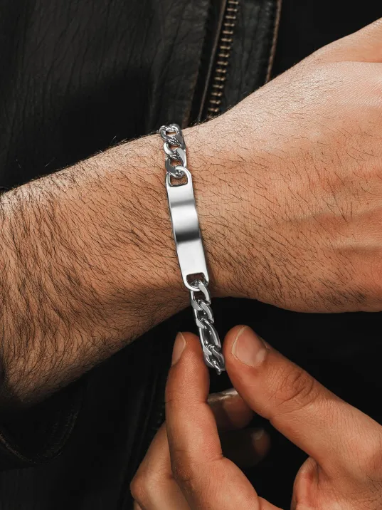 Erkek Çelik Bileklik - İsim Yazılabilir Gurmet Zincir Model Erkek Bileklik