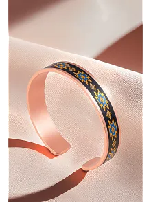 Kadın Bakır Bileklik - Alice Model Özel Baskı Metal Kutu Ve Doğal Taşlar