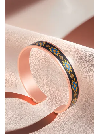 Kadın Bakır Bileklik - Alice Model Özel Baskı Metal Kutu Ve Doğal Taşlar