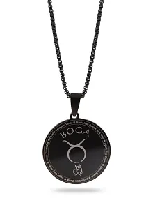 Boğa Burcu Kolyesi Unisex Çelik Kolye Siyah Polo Zincir Cklbogabrc1-syh