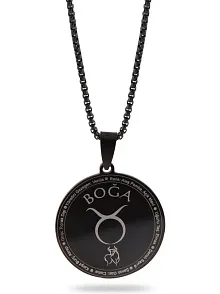 Boğa Burcu Kolyesi Unisex Çelik Kolye Siyah Polo Zincir Cklbogabrc1-syh