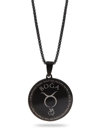 Boğa Burcu Kolyesi Unisex Çelik Kolye Siyah Polo Zincir Cklbogabrc1-syh
