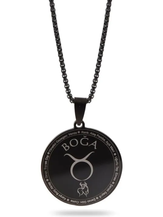 Boğa Burcu Kolyesi Unisex Çelik Kolye Siyah Polo Zincir Cklbogabrc1-syh Boğa Burcu Kolyesi Unisex Çelik Kolye Siyah Polo Zincir Cklbogabrc1-syh