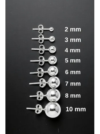 Kadın Gümüş Küpe - 8 mm 925 Ayar Gümüş Top Küpe