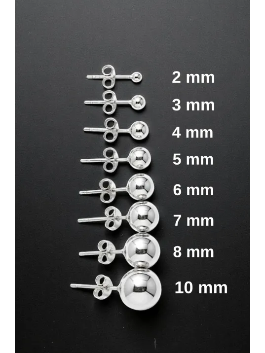 Kadın Gümüş Küpe - 8 mm 925 Ayar Gümüş Top Küpe