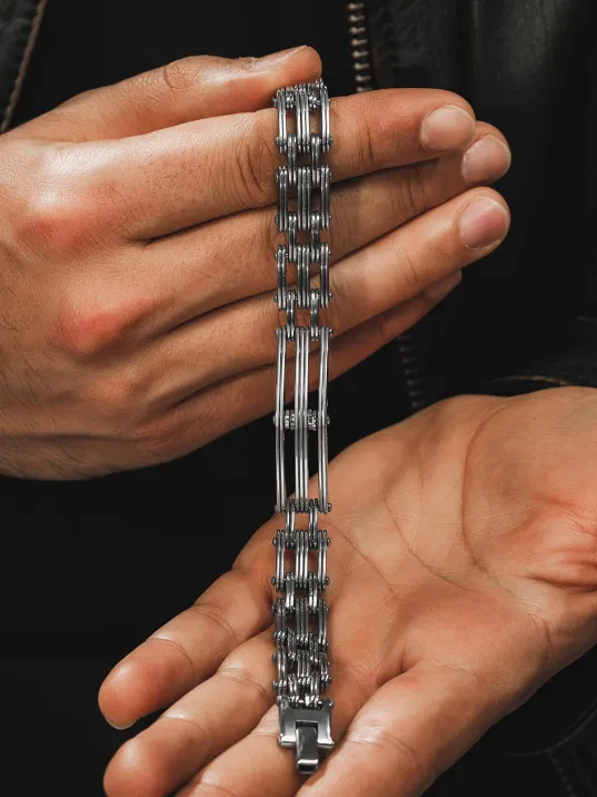 OttoMan Çift Sıra Lüks Model Çelik Erkek Bileklik CBLLUKSCIFT-BYZ