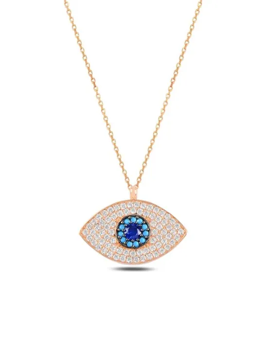 Zirkon Taşlı Rose Nazarlıklı Göz Model Gümüş Kadın Kolye GKLGOZMODL7-ROS Zirkon Taşlı Rose Nazarlıklı Göz Model Gümüş Kadın Kolye GKLGOZMODL7-ROS