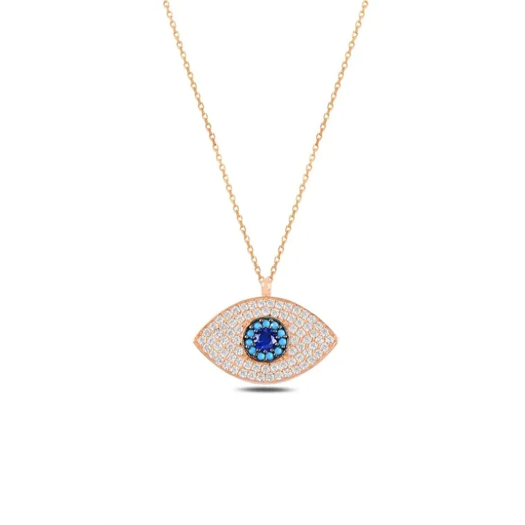 Zirkon Taşlı Rose Nazarlıklı Göz Model Gümüş Kadın Kolye GKLGOZMODL7-ROS Zirkon Taşlı Rose Nazarlıklı Göz Model Gümüş Kadın Kolye GKLGOZMODL7-ROS