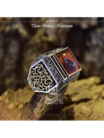 İslam Usta Tasarımı Girift Gümüş Erkek Yüzük