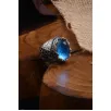 Blue Topaz Aqua Marin Taşlı Yanı İşlemeli Erkek Gümüş Yüzük Blue Topaz Aqua Marin Taşlı Yanı İşlemeli Erkek Gümüş Yüzük