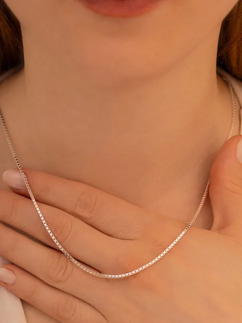 Kadın Gümüş Kolye - 925 Ayar 1.5 mm Küp Zincir Gümüş Kolye