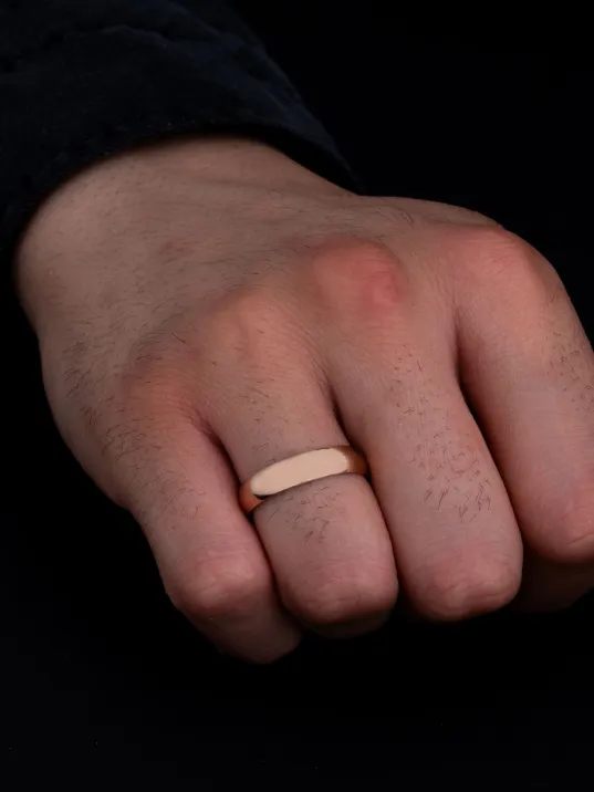 Erkek Gümüş Yüzük - 925 Ayar İnce Düz Bombeli Rose Gümüş Alyans Yüzük Erkek Gümüş Yüzük - 925 Ayar İnce Düz Bombeli Rose Gümüş Alyans Yüzük