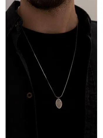 Erkek Çelik Kolye - Ayetel Kürsi Duası İşlemeli Çelik Kolye