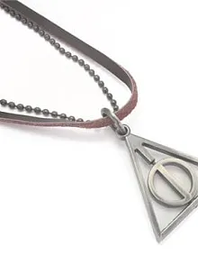 Harry Potter Ölüm Yadigarları Üçgen Erkek Deri Kolye