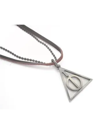 Harry Potter Ölüm Yadigarları Üçgen Erkek Deri Kolye