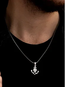 Gemi Çapası Dümeni Gümüş Erkek Kolye Zincir