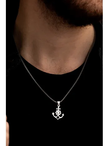 Gemi Çapası Dümeni Gümüş Erkek Kolye Zincir