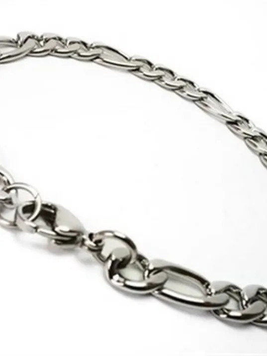 Figaro Çelik Erkek Kolye Ve Bileklik Set Orta Kalınlıkta Figaro Çelik Erkek Kolye Ve Bileklik Set Orta Kalınlıkta