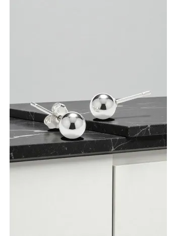 Kadın Gümüş Küpe - 8 mm 925 Ayar Gümüş Top Küpe