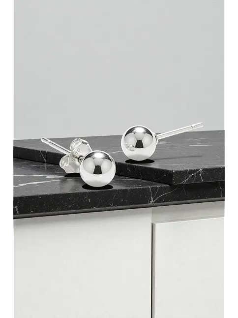Kadın Gümüş Küpe - 8 mm 925 Ayar Gümüş Top Küpe