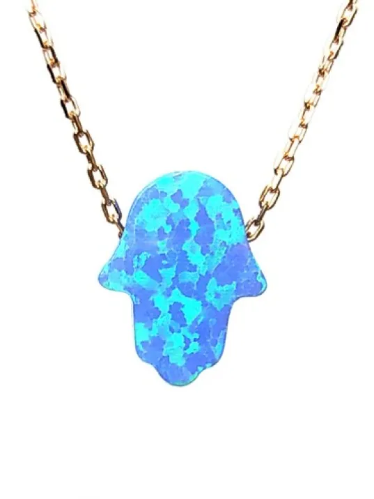 Fatma Ana Eli Bayan Rose Gümüş Kolye Opal Taşlı