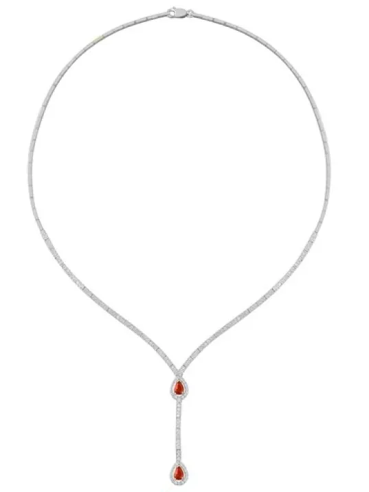 Ela Yakut Taşlı Bayan Gümüş Kolye