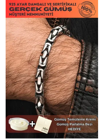 Erkek 8,5 mm Füzyon Kare Kral Gümüş Bileklik Erkek Künye Kalın Model