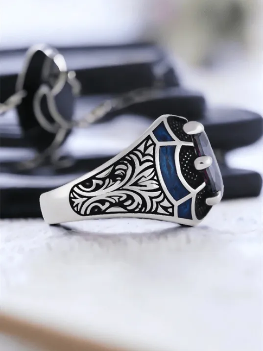 Erkek Gümüş Yüzük - 925 Ayar Gümüş Erkek Mistik Topaz Taşlı Minimal Erkek Gümüş Yüzük Erkek Gümüş Yüzük - 925 Ayar Gümüş Erkek Mistik Topaz Taşlı Minimal Erkek Gümüş Yüzük