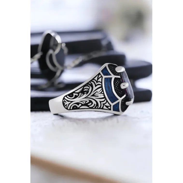 Erkek Gümüş Yüzük - 925 Ayar Gümüş Erkek Mistik Topaz Taşlı Minimal Erkek Gümüş Yüzük Erkek Gümüş Yüzük - 925 Ayar Gümüş Erkek Mistik Topaz Taşlı Minimal Erkek Gümüş Yüzük
