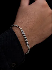 Erkek Gümüş Bileklik - Boncuk Zincir Omega 4 Model Gümüş Bileklik