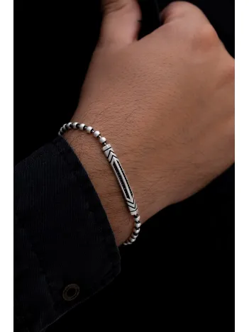 Erkek Gümüş Bileklik - Boncuk Zincir Omega 4 Model Gümüş Bileklik