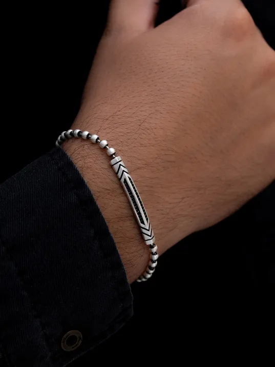 Erkek Gümüş Bileklik - Boncuk Zincir Omega 4 Model Gümüş Bileklik