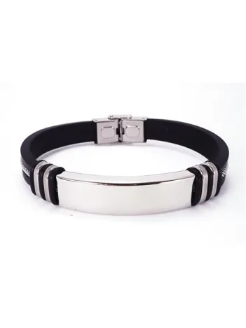 İsim Yazılan Kauçuk Çelik Erkek Bileklik Künye Beyaz Model