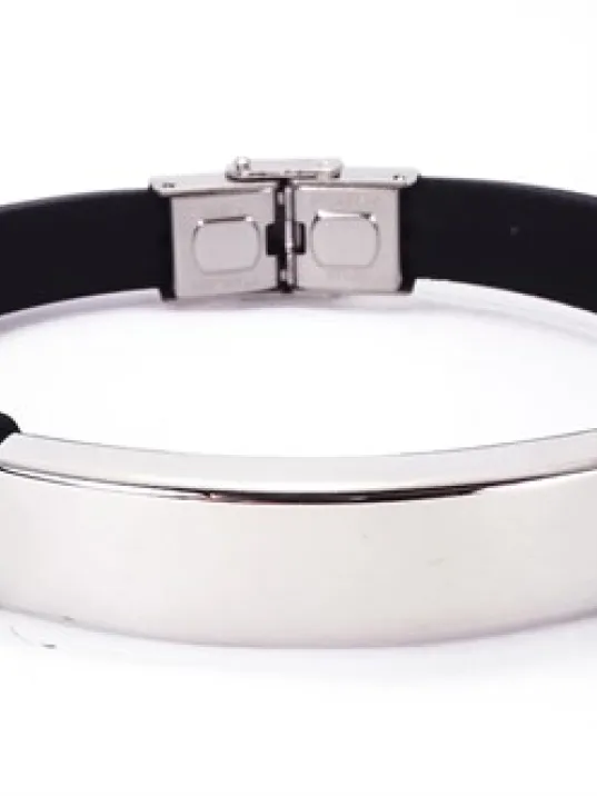 İsim Yazılan Kauçuk Çelik Erkek Bileklik Künye Beyaz Model