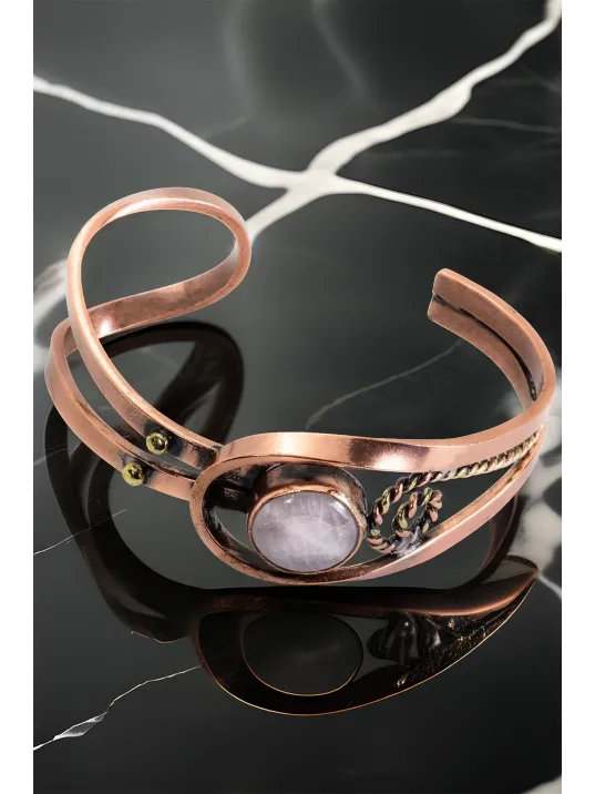 Erkek Çelik Bileklik - Odun Jasper Doğal Taş Çelik Bileklik