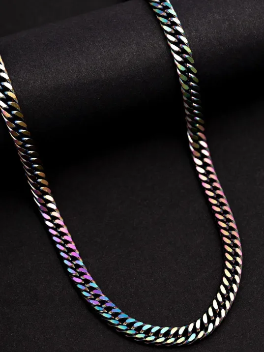 Erkek Kolye - Gurmet Model Erkek Çelik Kolye - Alacalı Renk - 6 Mm Kalınlık - Paslanmaz Çelik