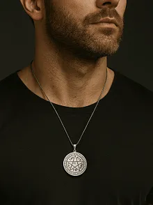 Erkek Kadın Aşk Tılsımı Ve Maton Tetragram İşlemeli Yassı Snake Zincir Çelik Kolye