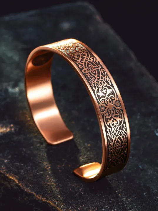 Erkek Kadın Bakır Bileklik - Içi Zırh Ve Koruma Dualı Bereket Model Bakır Bilezik Bileklik