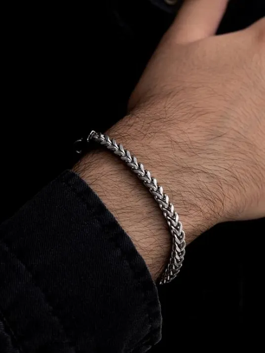 erkek Çelik Bileklik - Kare Kesim Model Erkek Paslanmaz Çelik Bileklik