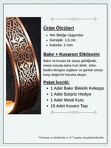 Erkek Kadın Bakır Bileklik - Içi Zırh Ve Koruma Dualı Bereket Model Bakır Bilezik Bileklik