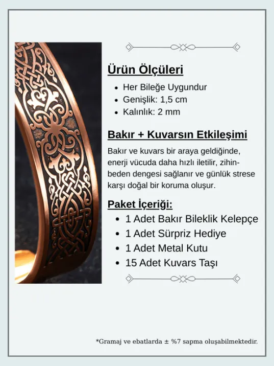 Erkek Kadın Bakır Bileklik - Içi Zırh Ve Koruma Dualı Bereket Model Bakır Bilezik Bileklik