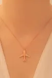 Uçak Figürlü Zirkon Taşlı Rose Kaplama Kadın Gümüş Kolye - Sevgililer Günü - Hediye Uçak Figürlü Zirkon Taşlı Rose Kaplama Kadın Gümüş Kolye - Sevgililer Günü - Hediye