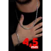 Erkek Gümüş Kolye Bileklik Set - Yassı Ezme Kral Gümüş Bileklik Set Erkek Gümüş Kolye Bileklik Set - Yassı Ezme Kral Gümüş Bileklik Set
