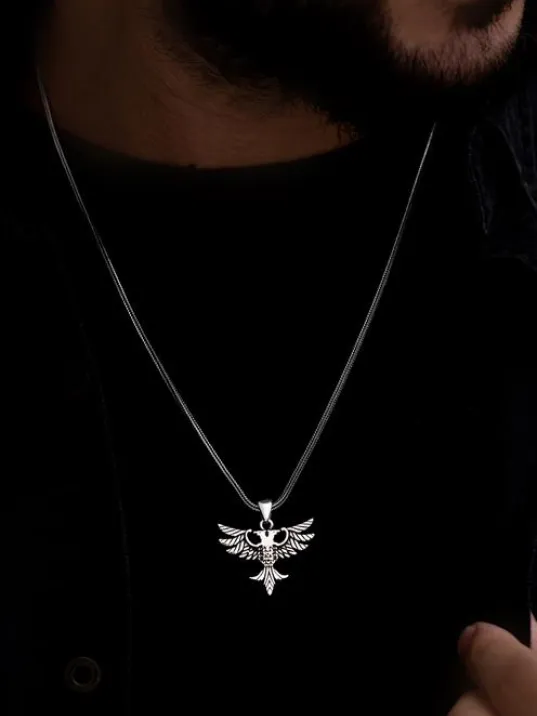 Polis Özel Harekat Çift Başlı Kartal Erkek Gümüş Kolye Zincir