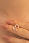 Kadın Gümüş Kolye - Zirkon Taşlı Rose Renk Tektaşlı Kalp Kadın Gümüş Kolye